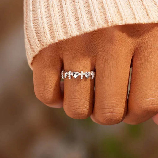 Heart Cross 925 Sterling Silver Ring - luxurift