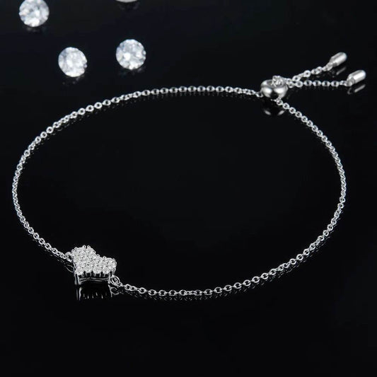 Moissanite 925 Sterling Silver Heart Bracelet - luxurift